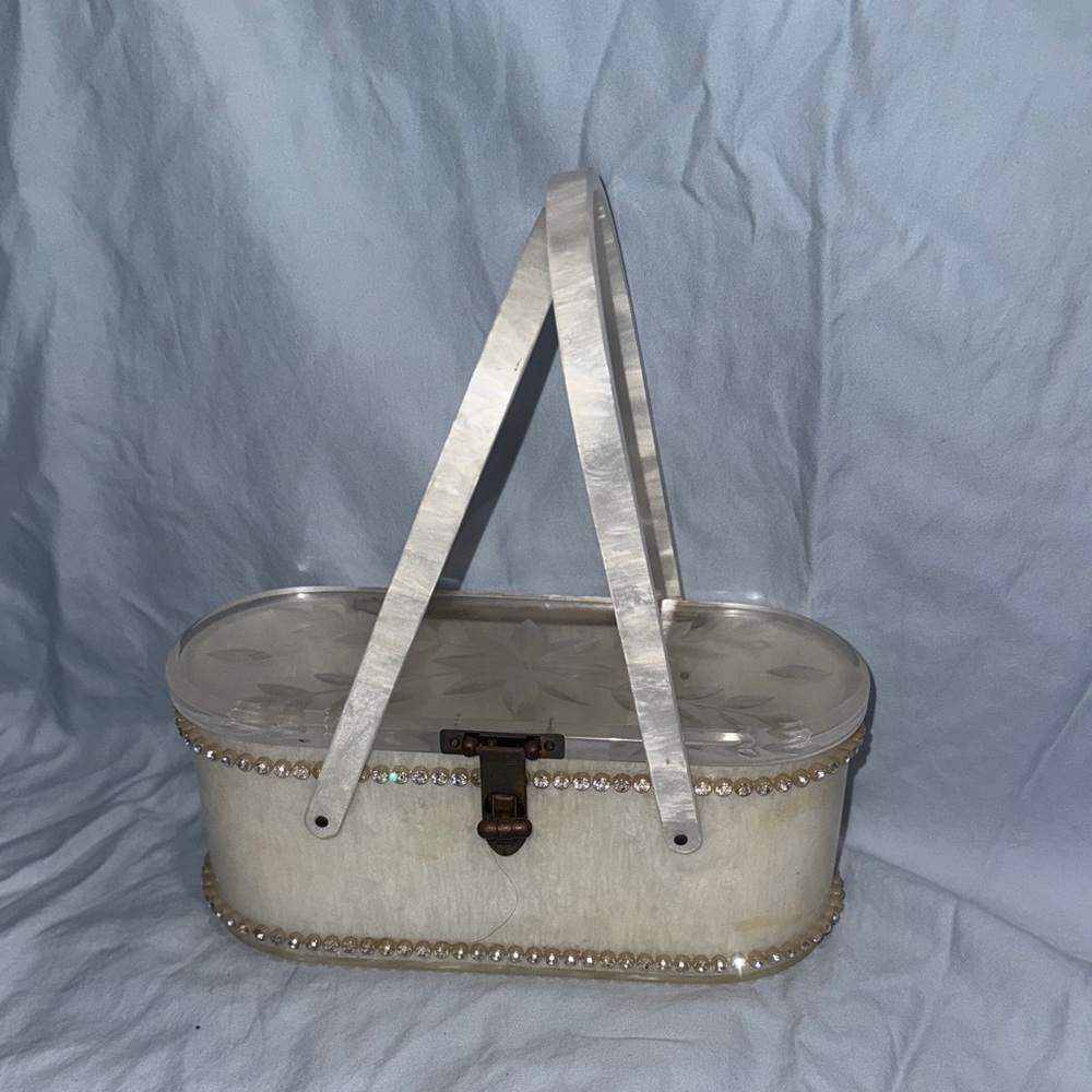 Elegant Cream and Silver Handbag